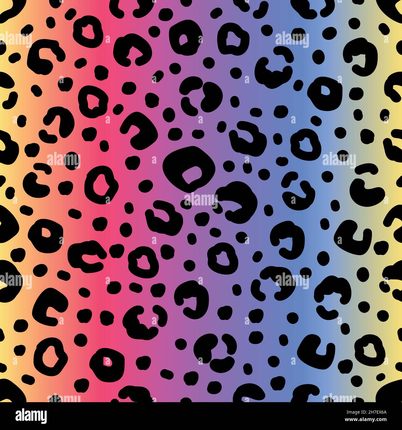 Rainbow leopard print. Black spots on gradient backdrop Stock Vector