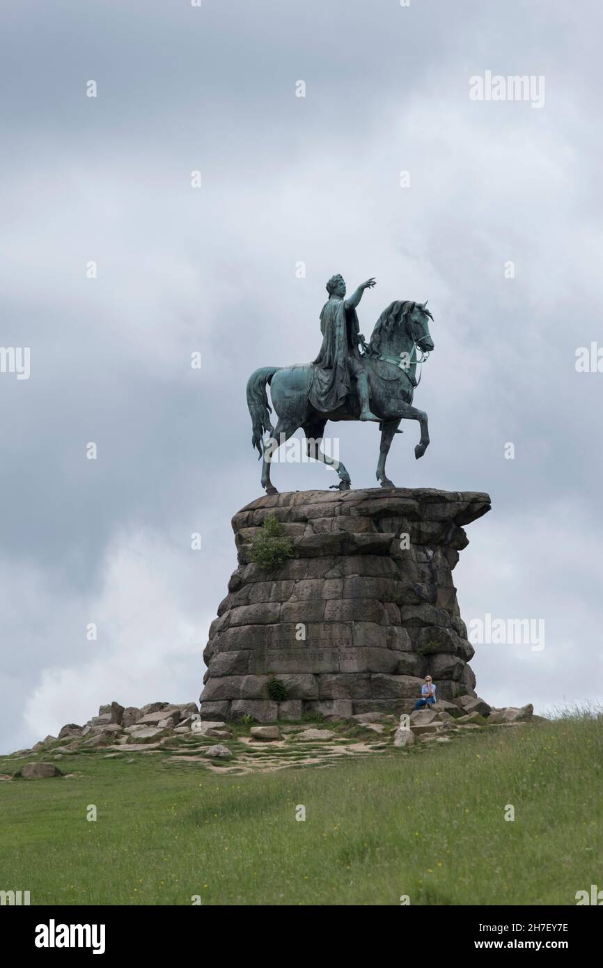 The Copper Horse Statue of King George III in Great Windsor Park, Windsor, Berkshire, UK. Stock Photo