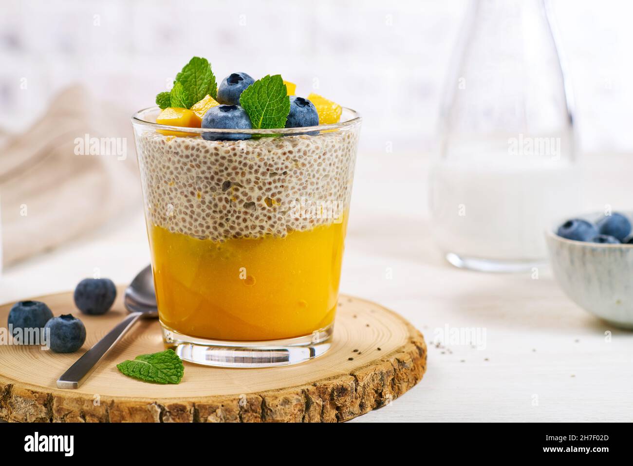 Healthy breakfast chia seeds pudding with mango puree Stock Photo Alamy
