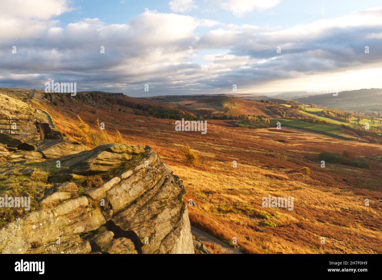 Autumnal colours on Stanage Edge in the Peak District National Park Stock Photo