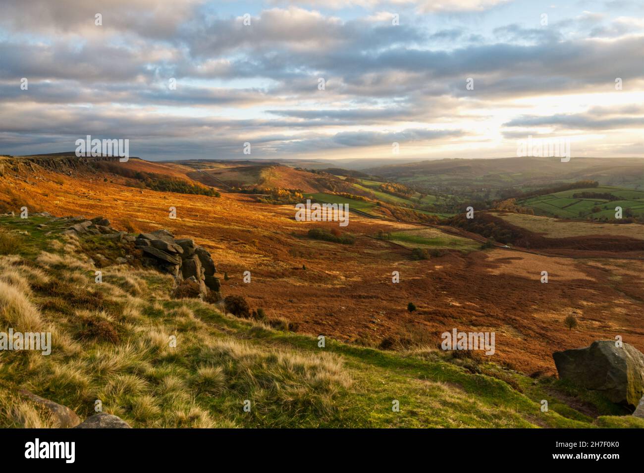 Autumnal colours on Stanage Edge in the Peak District National Park Stock Photo