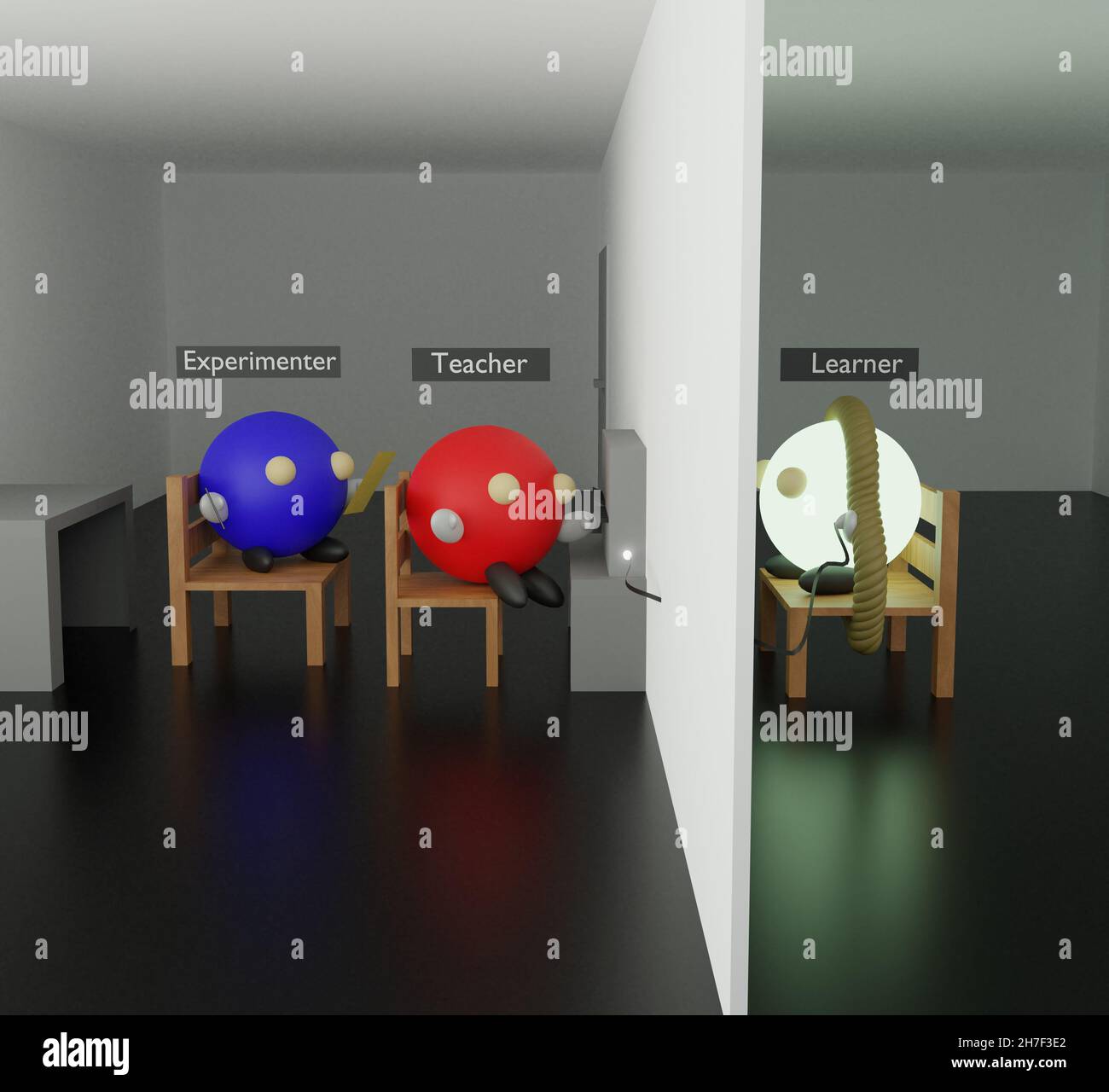 Illustration of the Milgram Experiment Stock Photo