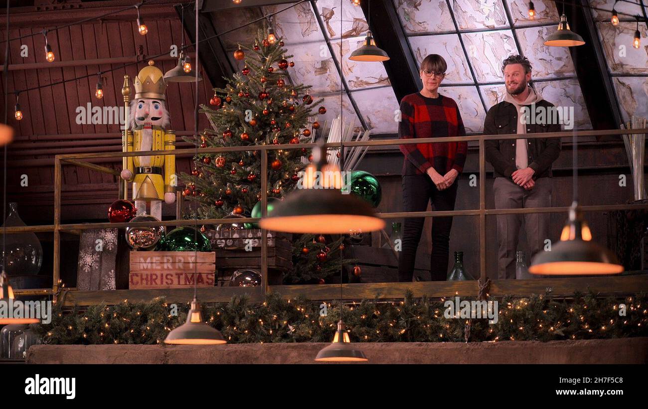 BLOWN AWAY CHRISTMAS, from left hosts Katherine Gray, Bobby Berk