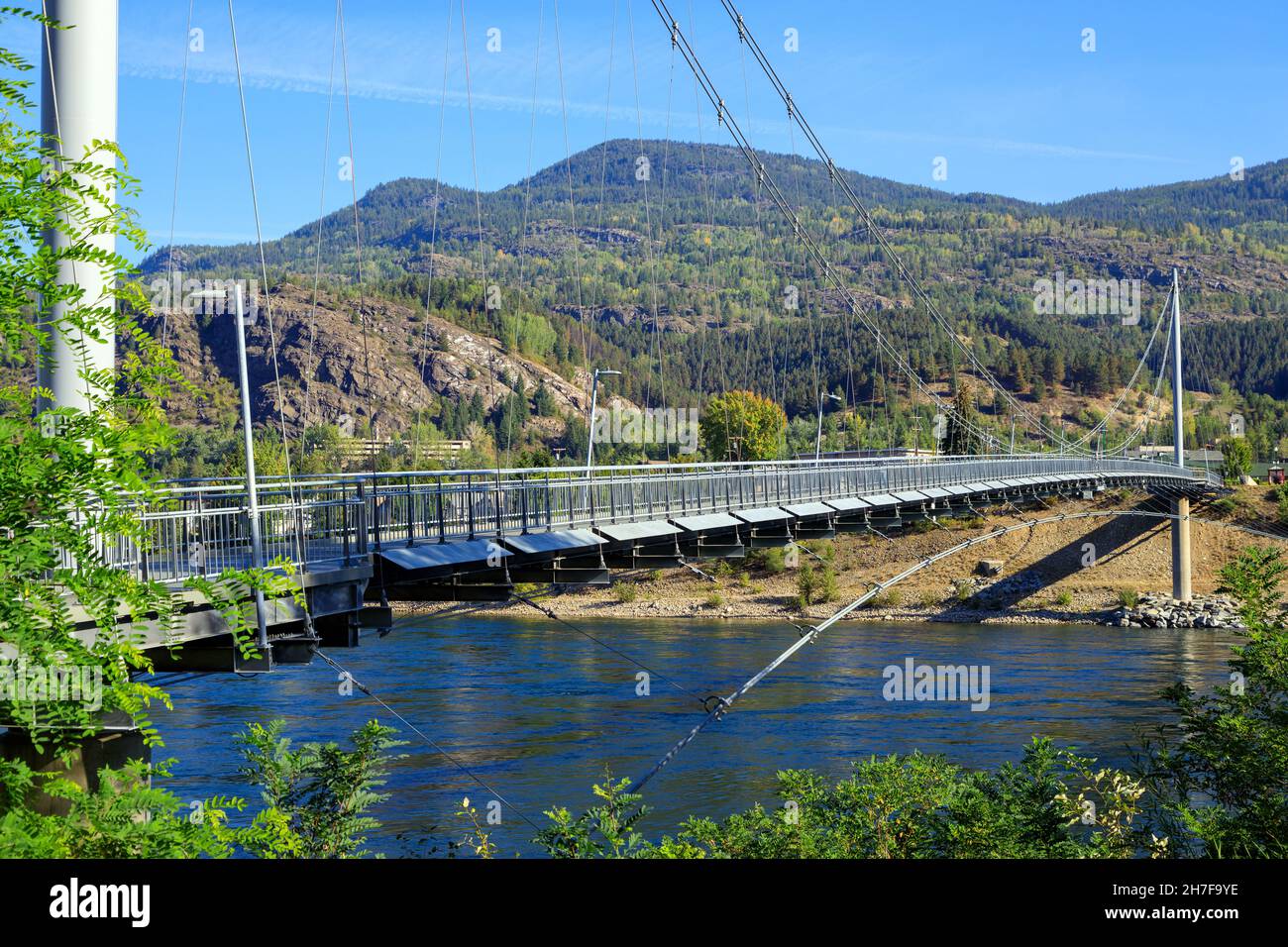 The Columbia River Skywalk is one the longest suspension bridges of its kind in North America at 1000 ft. located in Trail, British Columbia, Canada Stock Photo