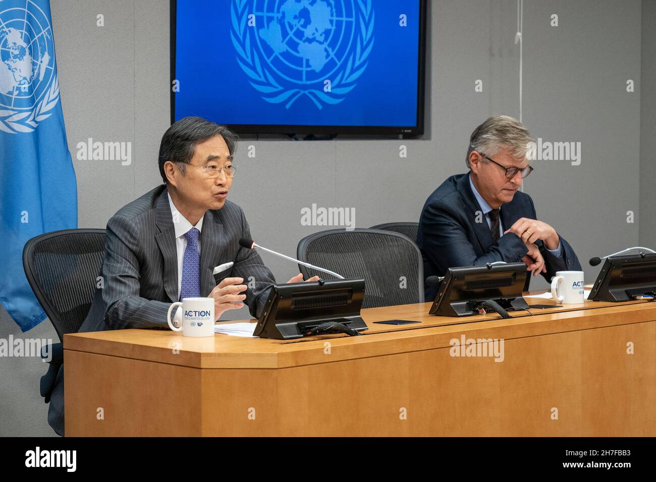 Cho Hyun and Jean-Pierre Lacroix attend briefing on the 2021 Seul ...