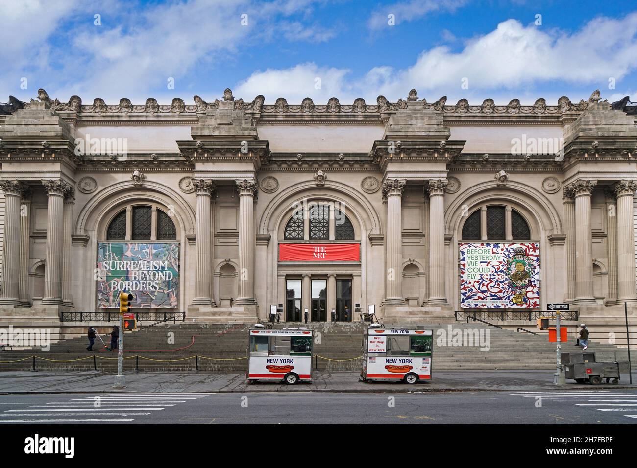New York City, USA - November 17, 2021:  The classical architecture of the Fifth Avenue frontage of the Metropolitan Museum of Art Stock Photo