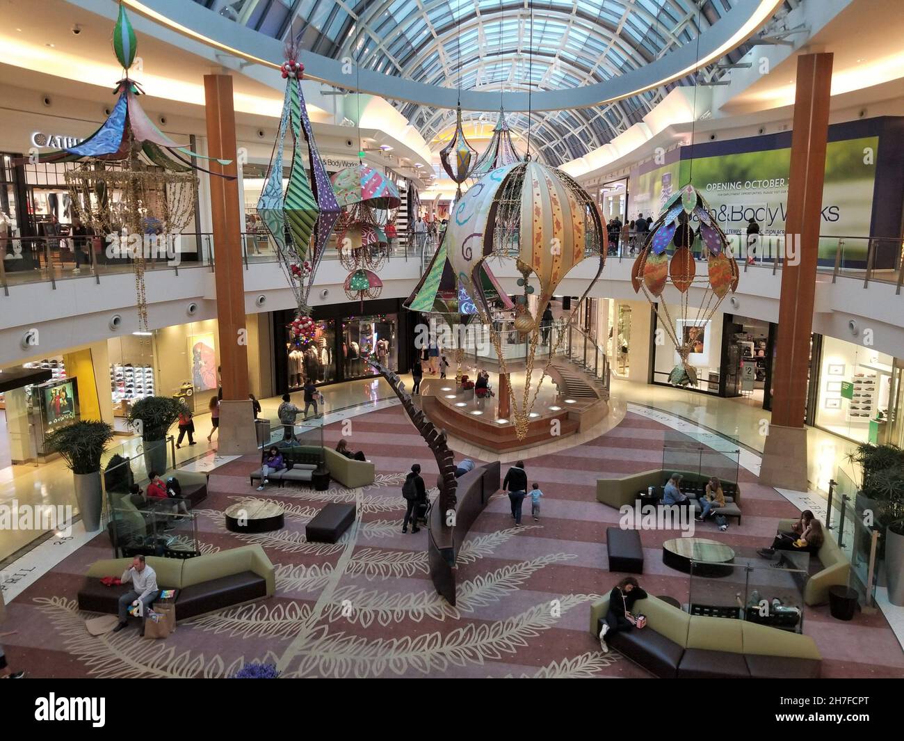 Orlando Florida,The Mall at Millenia,shopping shops markets marketplace  selling retail stores businesses,atrium skylight veranda interior inside  Stock Photo - Alamy