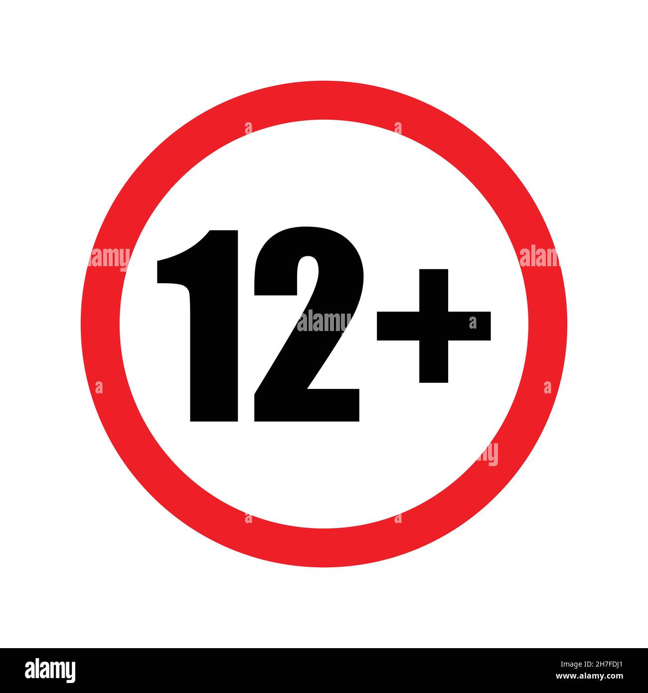 12 plus icon vector under twelve years prohibition sign, adults only for your web design, logo, infographic, UI. illustration Stock Vector
