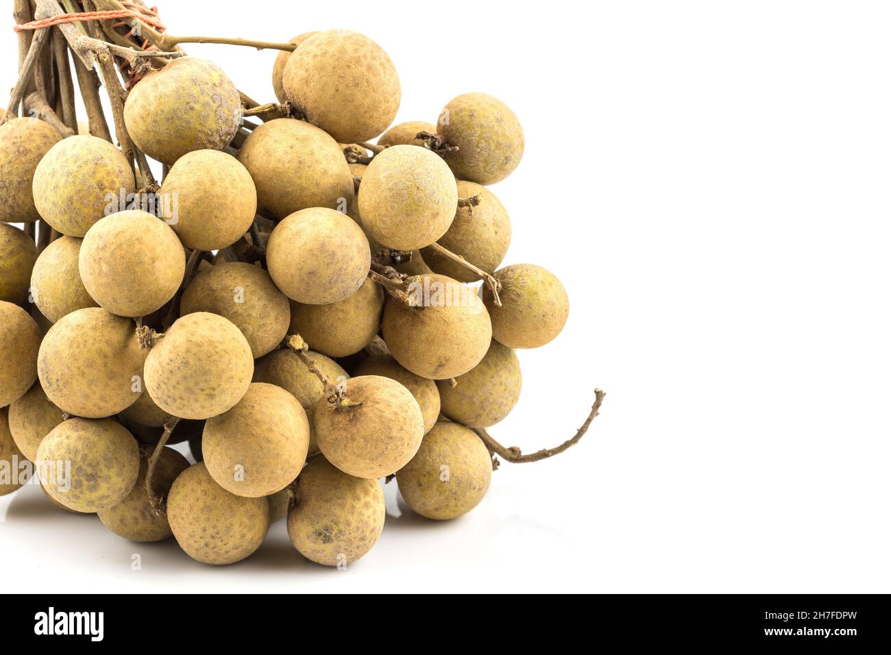 fruit bunch of fresh longan isolated on white background Stock Photo