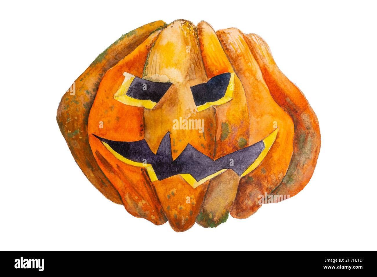 Watercolor halloween pumpkin illustration isolated on white background ...