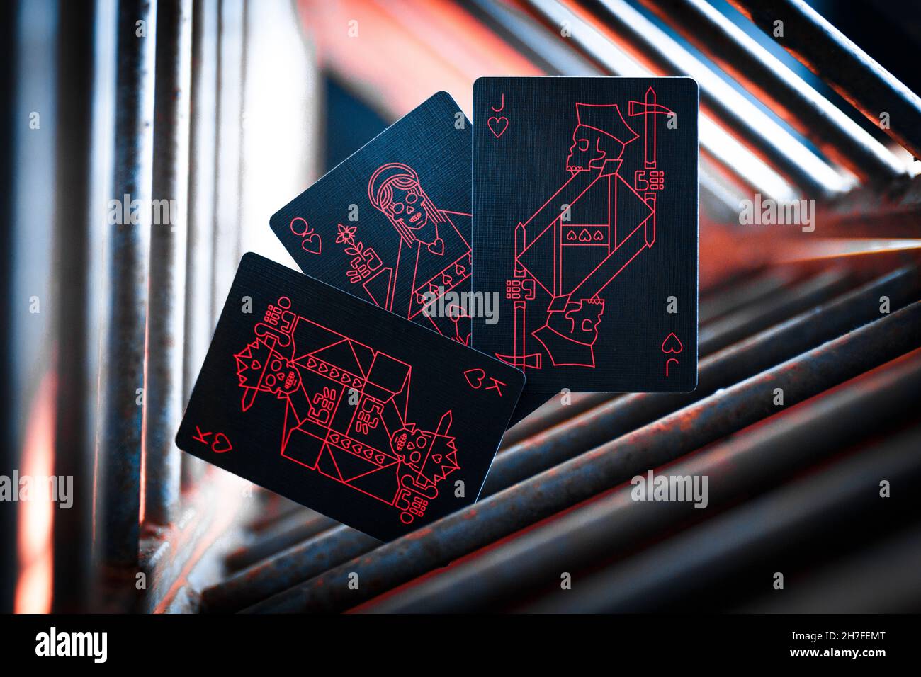 Closeup shot of uniquely designed playing cards Stock Photo