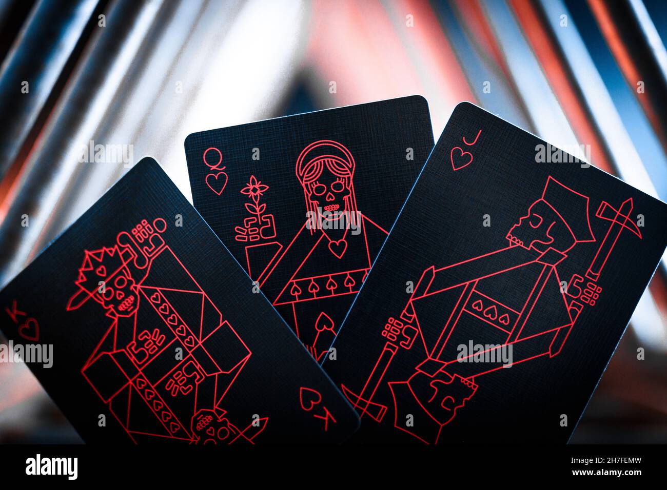 Closeup shot of uniquely designed playing cards Stock Photo