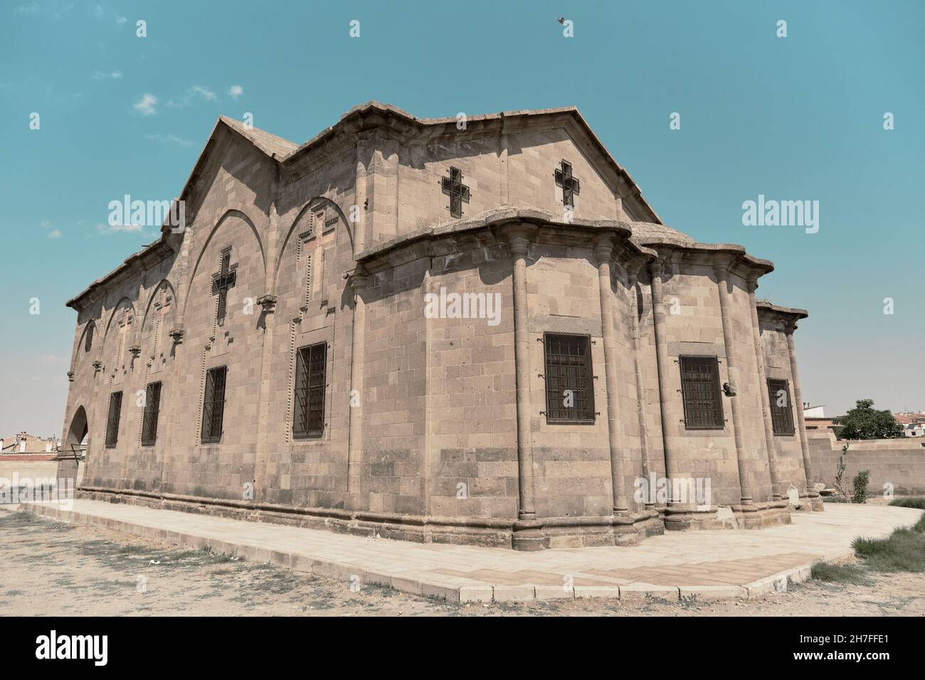 St. Theodoros Trion Church (Uzumlu Kilise) established in 19th century by Ottoman Empire in Derinkuyu Turkey with its seljuk magnificent architecture Stock Photo