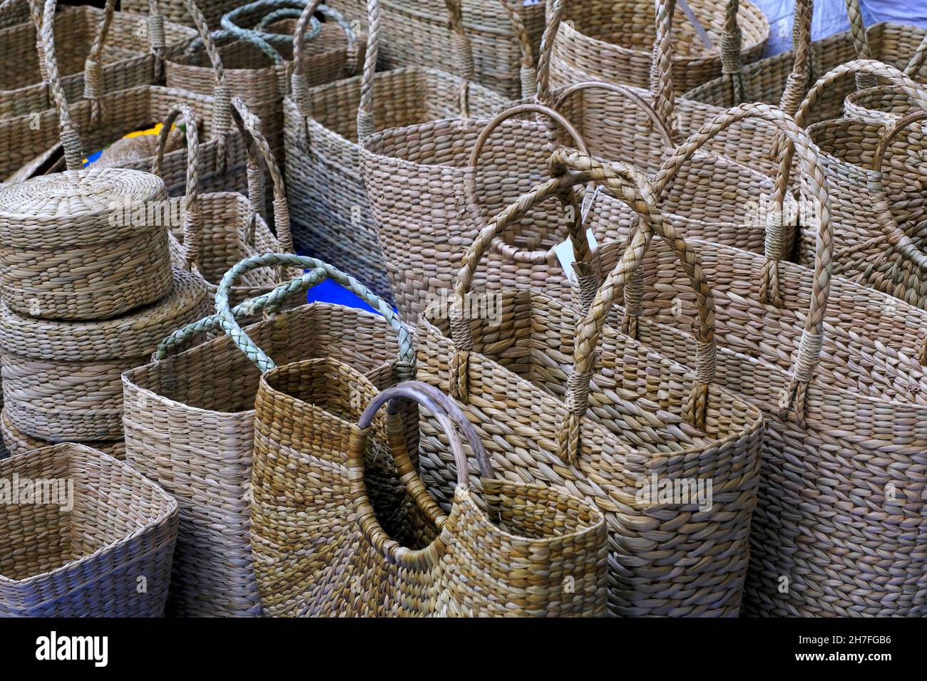 Jute Rope Bag, Basket, Natural Jute Twine Bag / Baskets, Crochet eco boxes  for home and decor, Handmade Stock Photo - Alamy