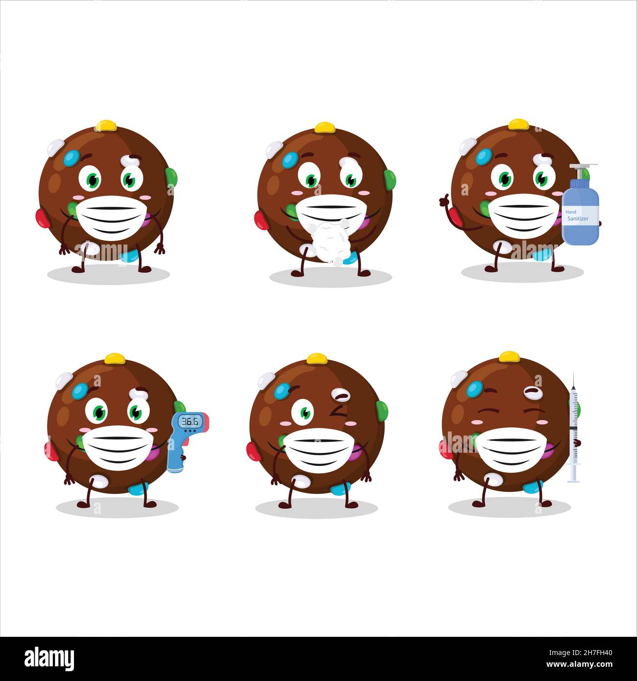 A picture of chocolate candy cartoon design style keep staying healthy