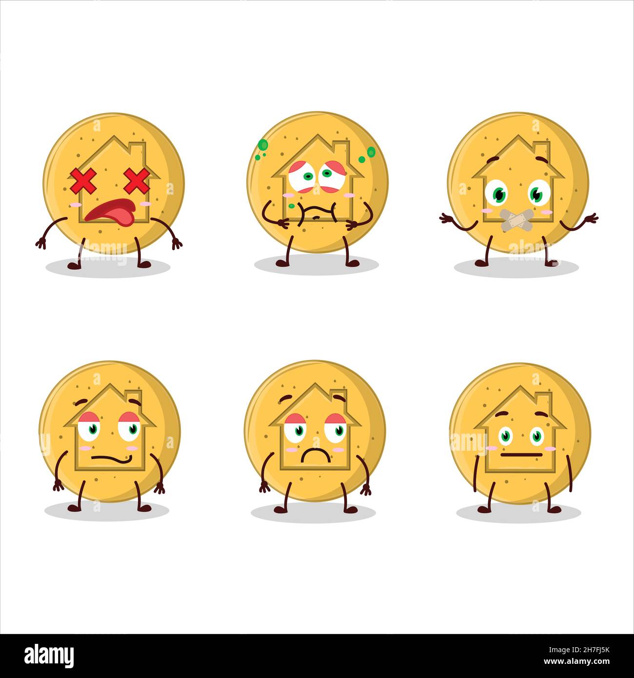 Dalgona candy house cartoon character with nope expression. Vector