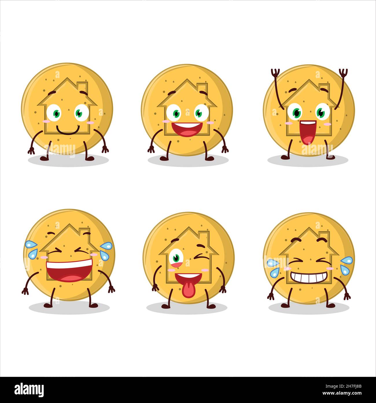 Cartoon character of dalgona candy house with smile expression. Vector
