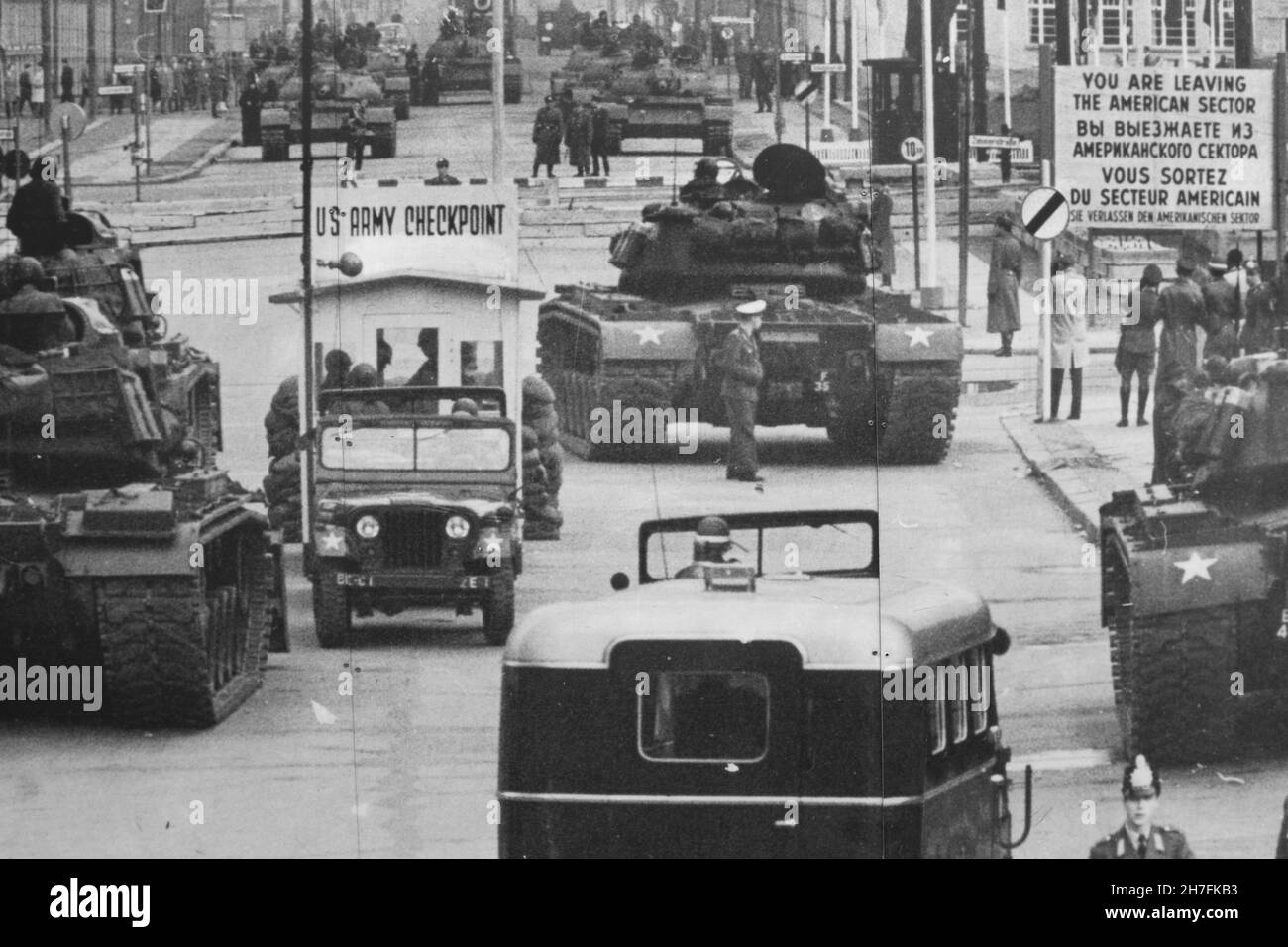 GERMANY. BERLIN. OLD PHOTO OF CHECK-POINT CHARLIE DURING THE 60'S. Stock Photo