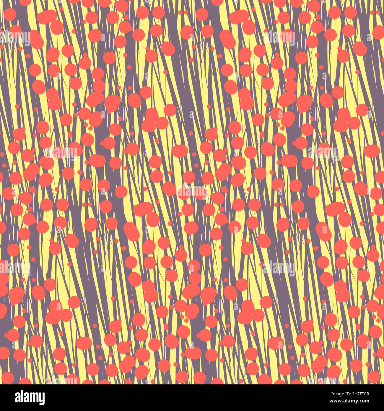 Fantasy plant mimosa, thin stems and round flowers, seamless pattern background, packaging decoration and textile design Stock Vector