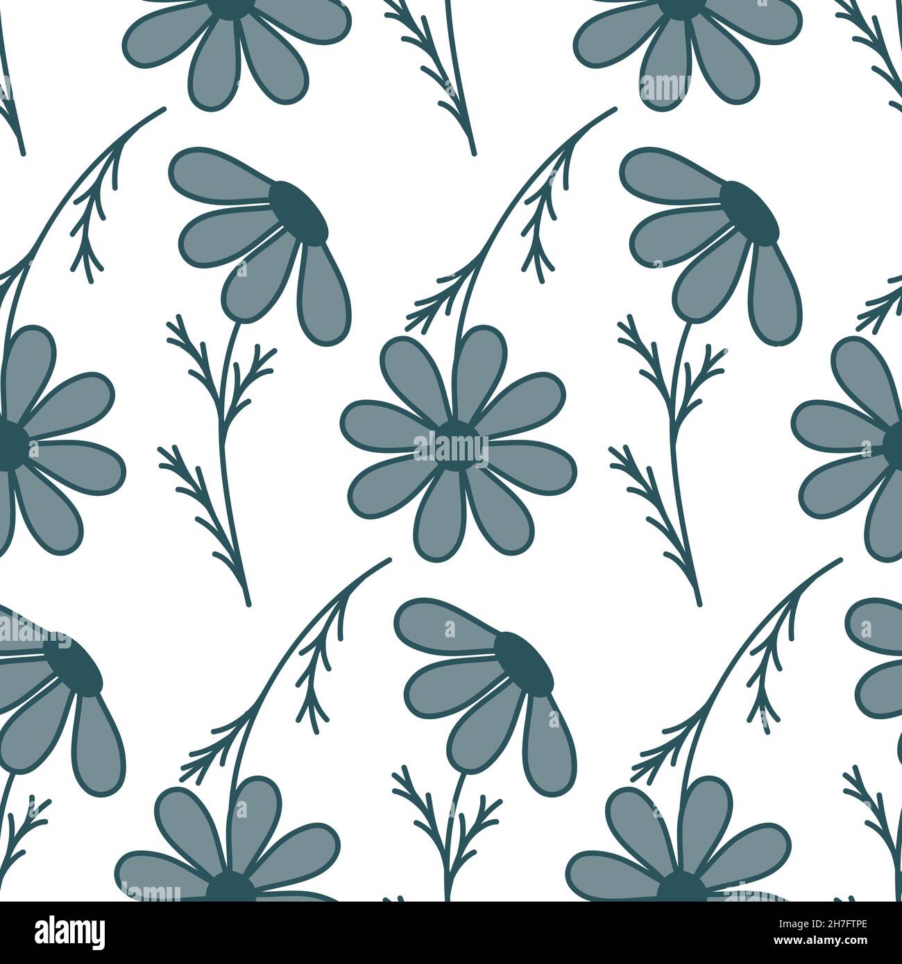 Gray flower with foliage fantasy trending organic seamless pattern, wallpaper wrapping textile design vector illustration Stock Vector