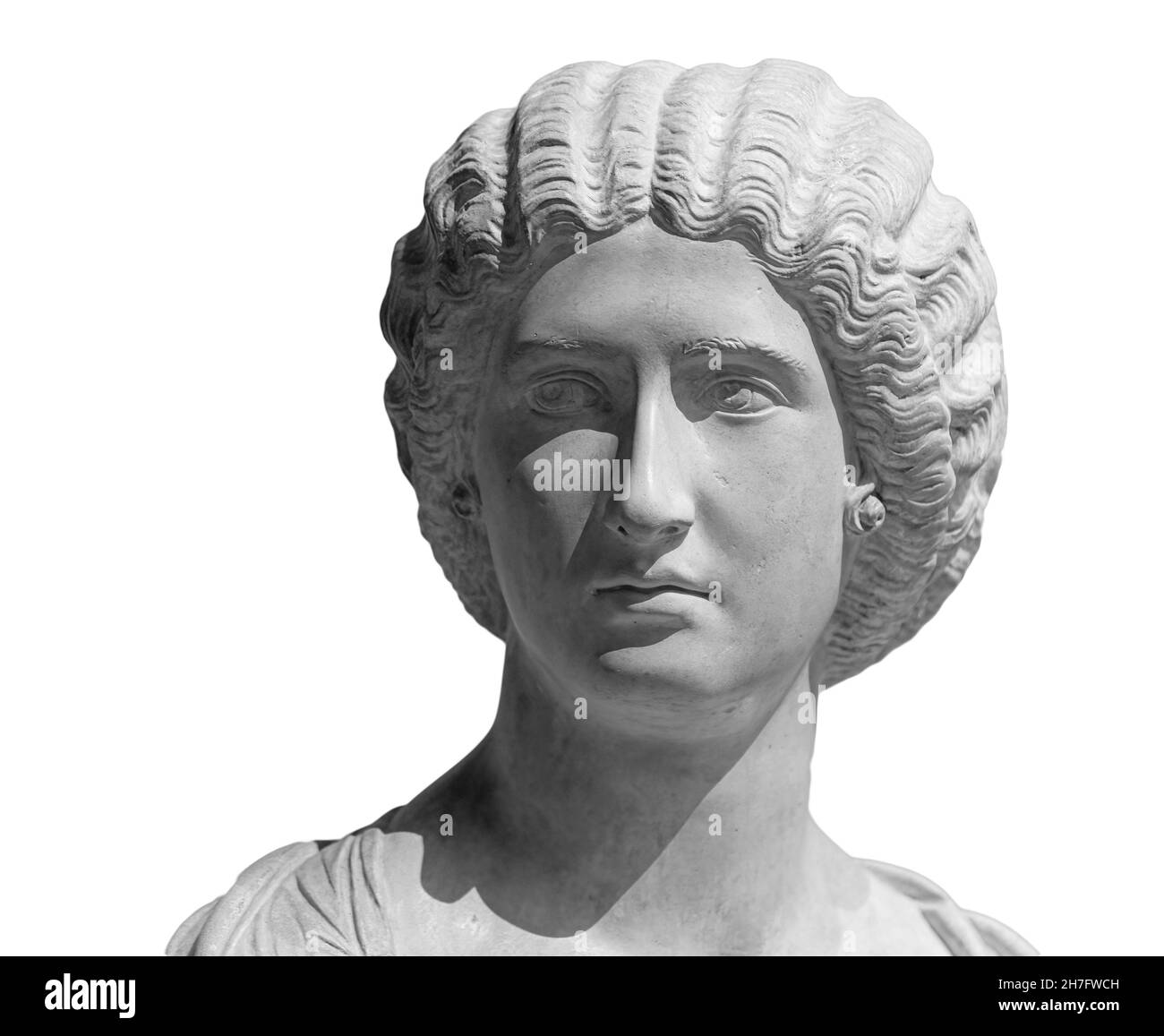 Bust of the Empress Julia Domna. Ancient sculpture isolated on white