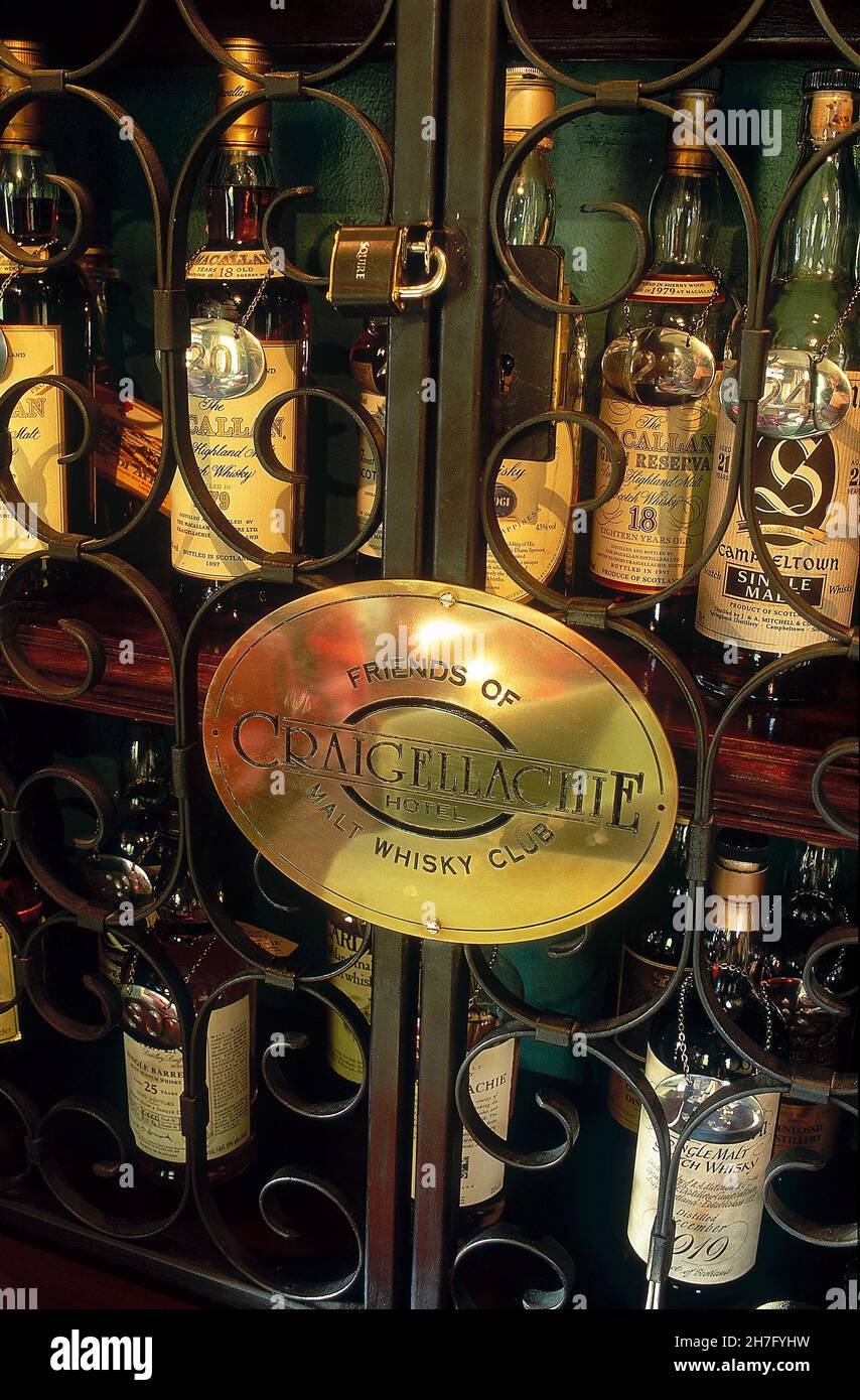 SCOTLAND. THE WHISKEY ROAD. THE CRAIGELLACHIE HOTEL IS FAMOUS FOR HIS