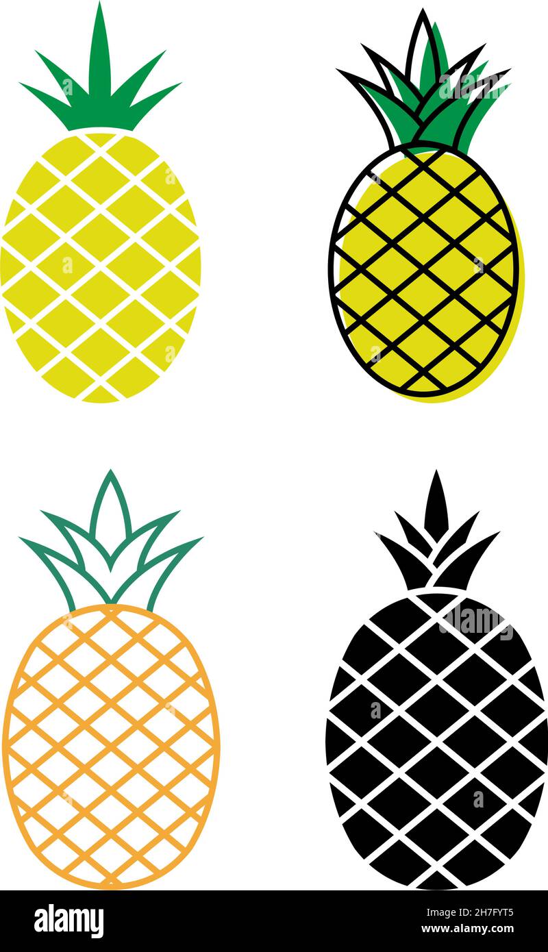 Pineapple fruit picon design template vector isolated illustration Stock Vector