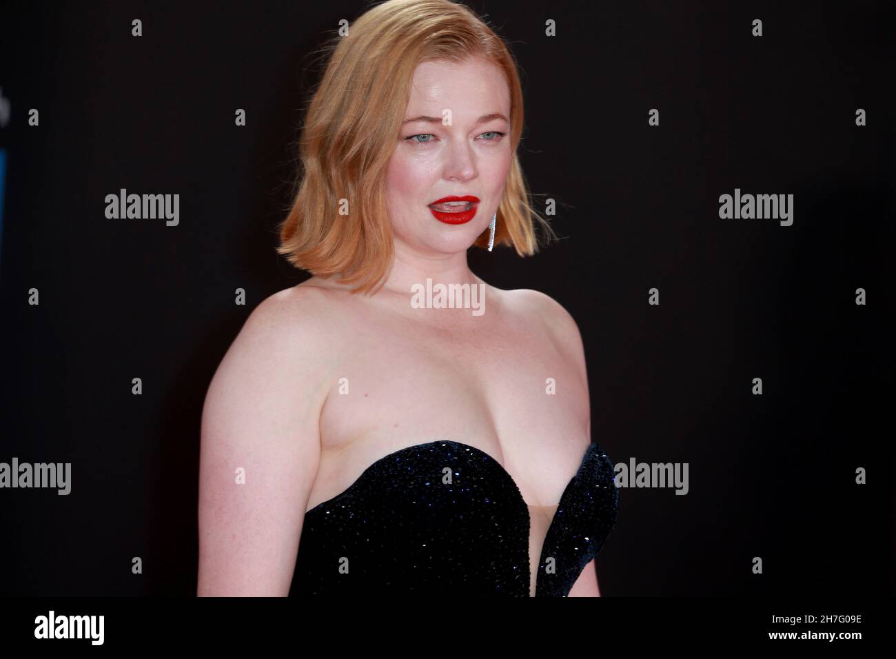 LONDON, UNITED KINGDOM - Oct 15, 2021: Sarah Snook  attends European premiere of season 3 of 'Succession' at the Royal Festival Hall the London Film F Stock Photo