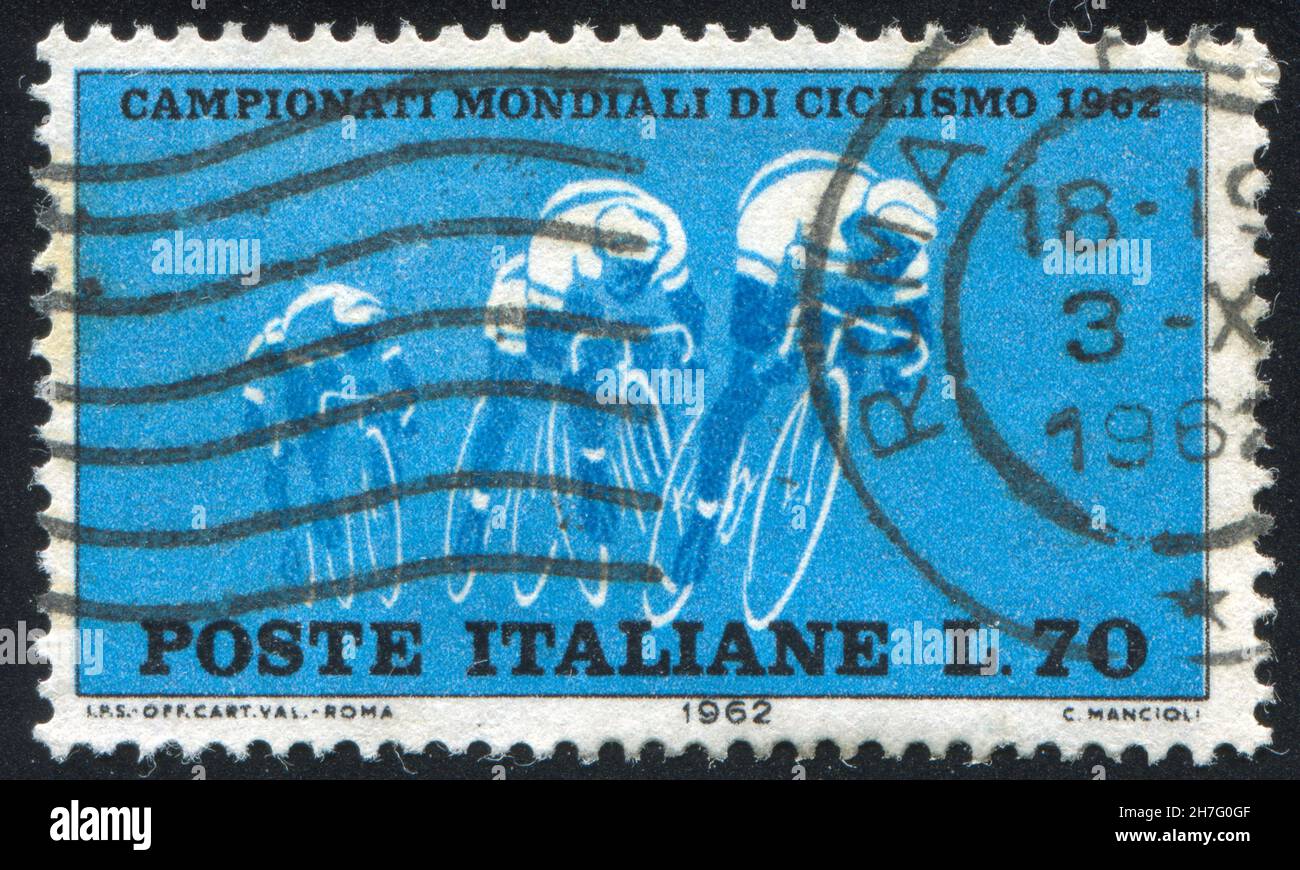 ITALY CIRCA 1962 stamp printed by Italy, shows Group of cyclists