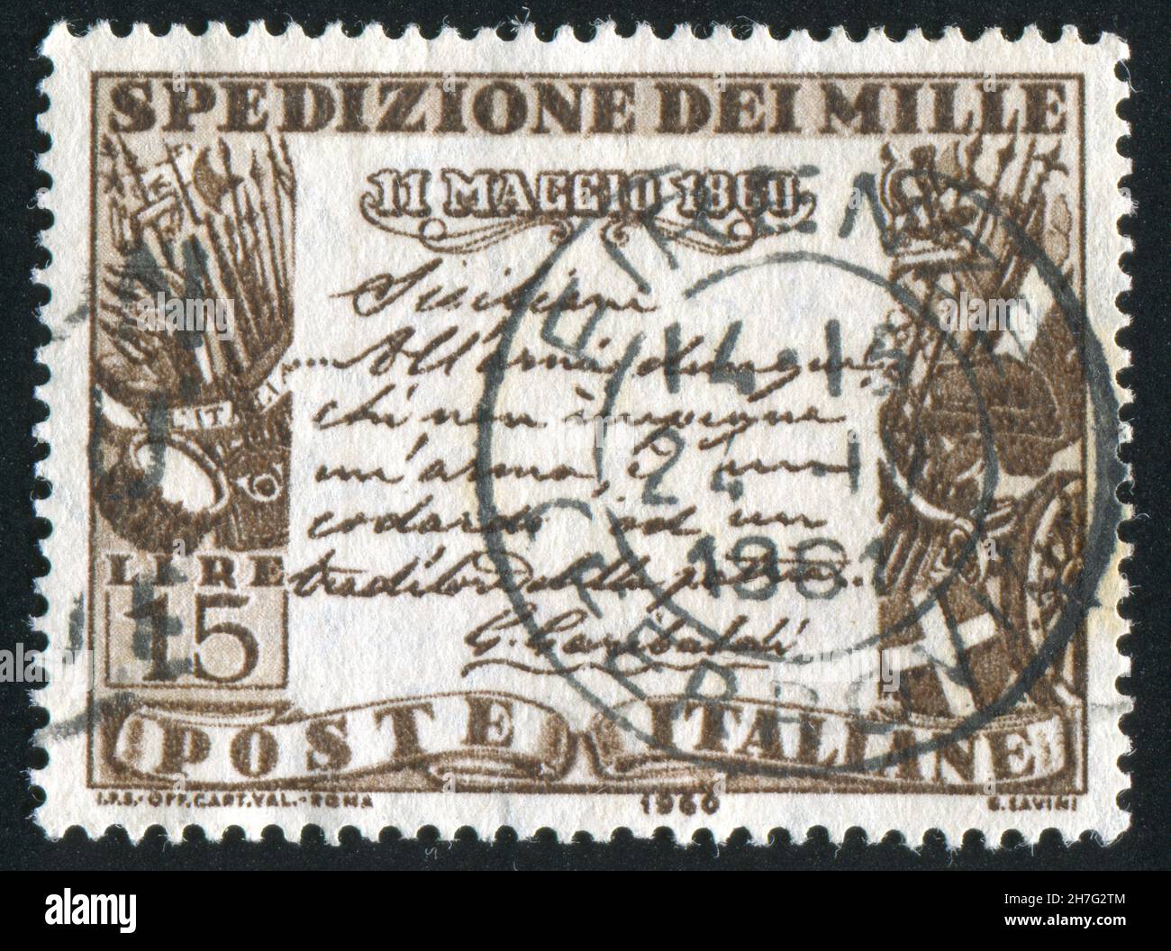 ITALY - CIRCA 1960: stamp printed by Italy, shows Garibaldi's proclamation to the Sicilians, circa 1960 Stock Photo