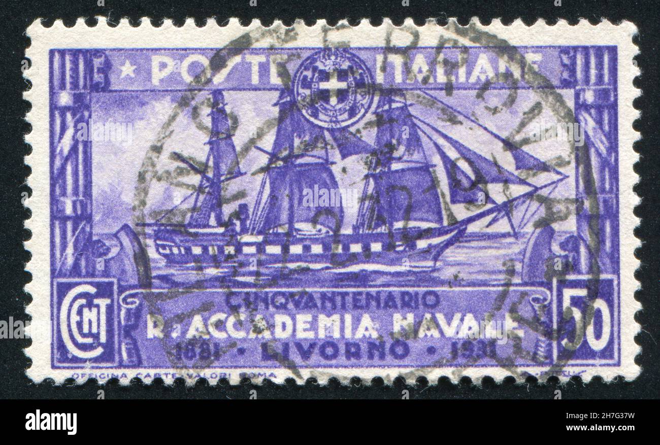 ITALY - CIRCA 1931: stamp printed by Italy, shows Training shp Amerigo Vespucci, circa 1931 Stock Photo