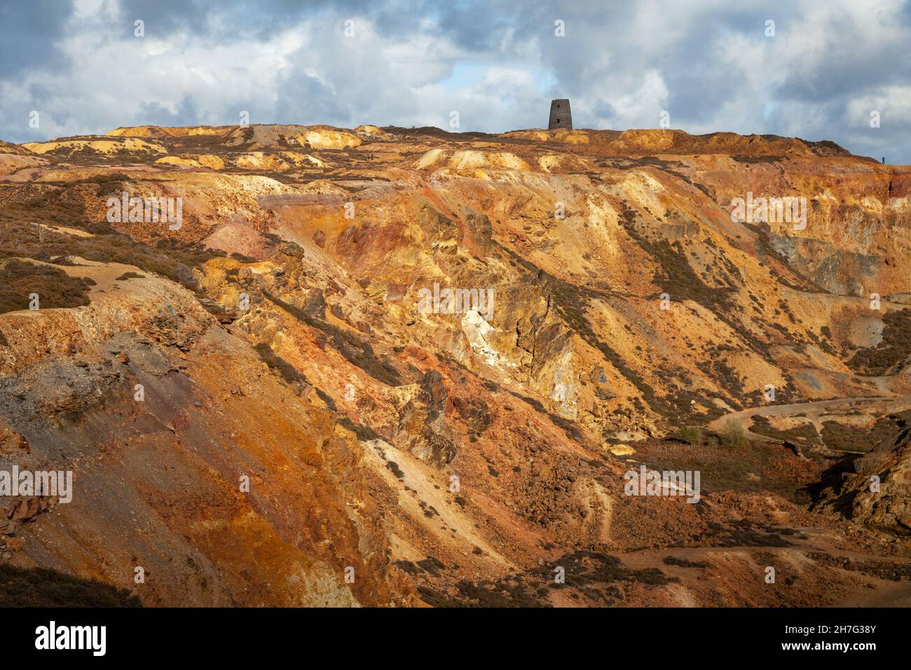 The very colourful disused copper mine at amlwch copper kingdom, Wales Stock Photo