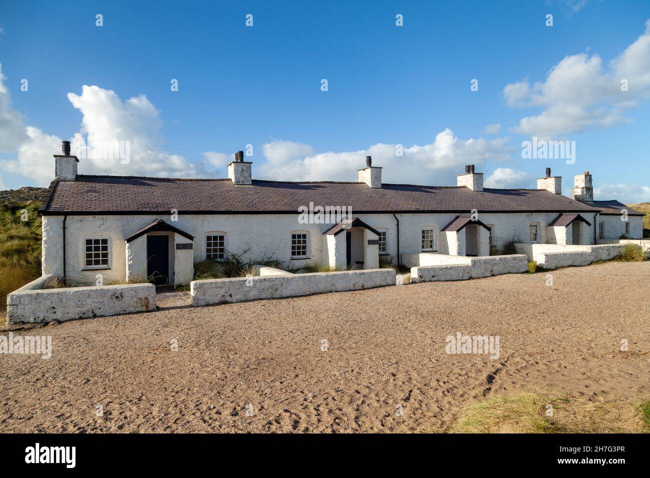 Pilots Cottages, on Llanddwyn Island , Angelsey Stock Photo