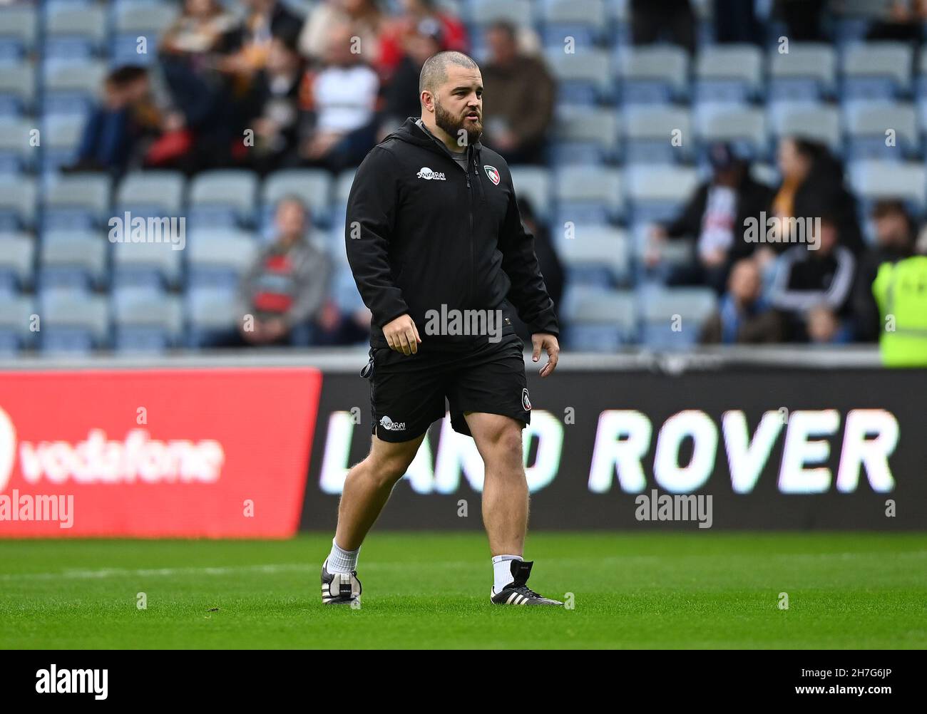 Coventry. United Kingdom. 20 November 2021. Premiership Rugby Cup. Wasps V Leicester Tigers. Coventry Building Society arena. Coventry. Tom Harrison (Leicester Tigers scrum coach) during the Premiership Rugby cup game between Wasps and Leicester Tigers. Stock Photo