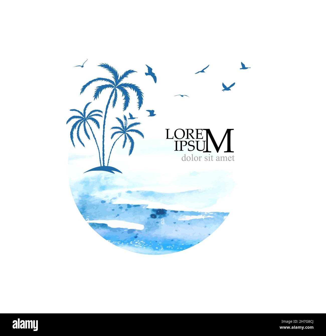 Palm trees and sea object. Vector illustration Stock Vector Image & Art ...
