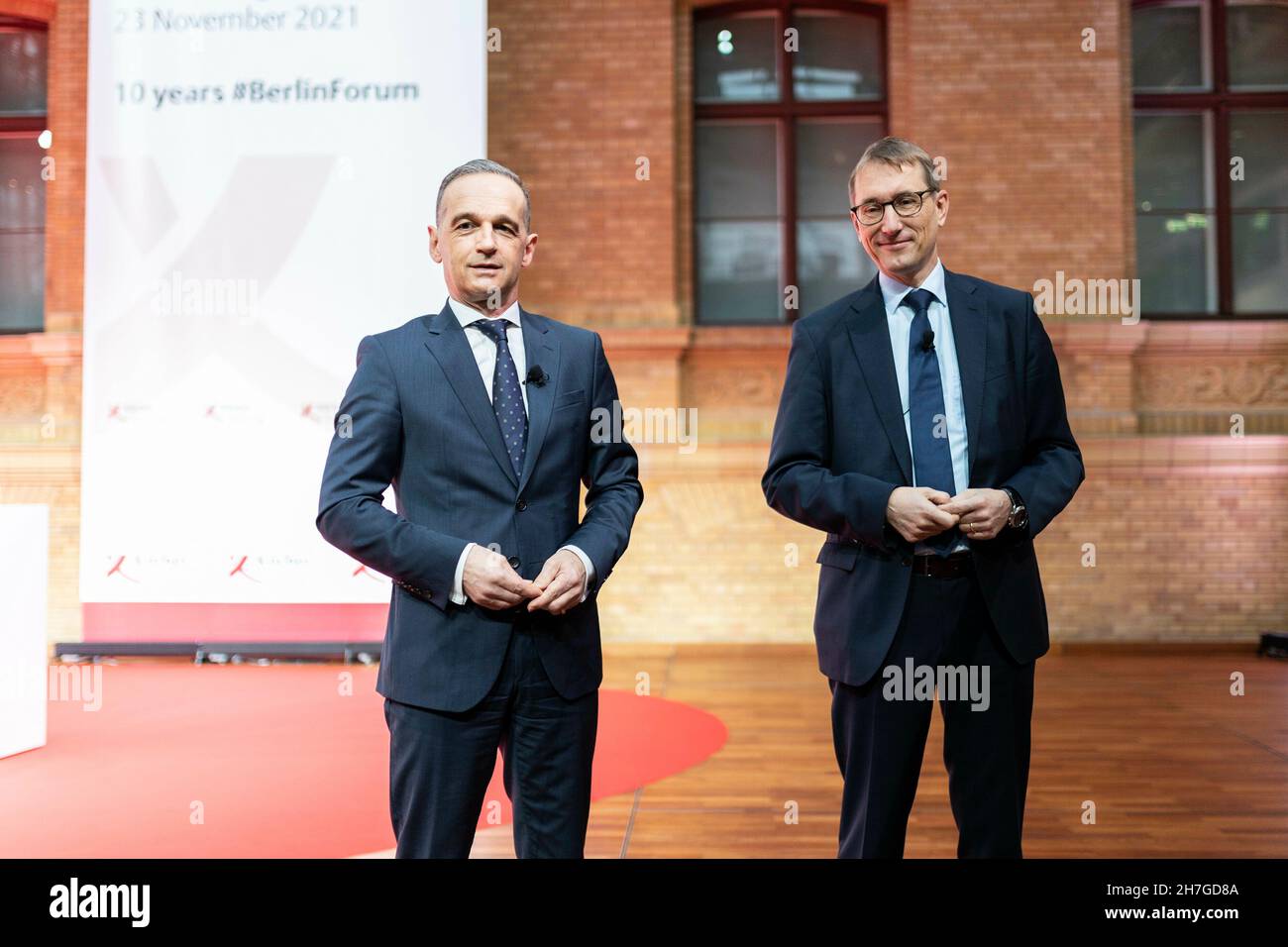 Berlin, Germany . 23rd Nov, 2021. Heiko Maas (L), Executive Foreign  Minister, and Thomas Paulsen (R), Management member of the Koerber  Foundation, recorded at the Koerber Forum in Berlin, November 23, 2021.