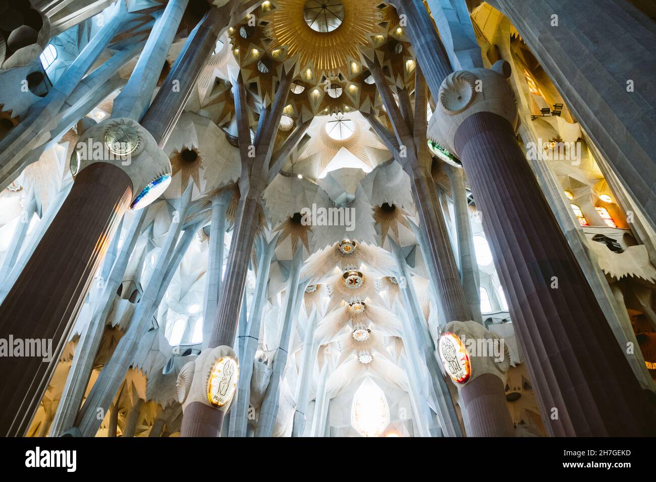 BARCELONA, SPAIN - SEPTEMBER 04 2021: Interior view of the Sagrada ...