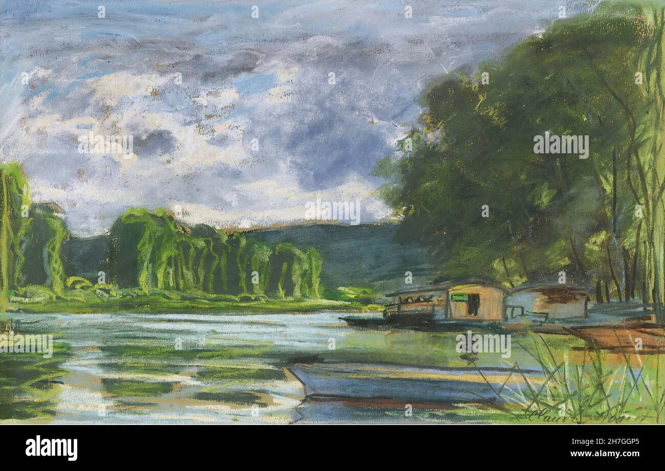 Claude Monet - The Banks of the Seine near Jeufosse (Eure) - 1880 Stock ...