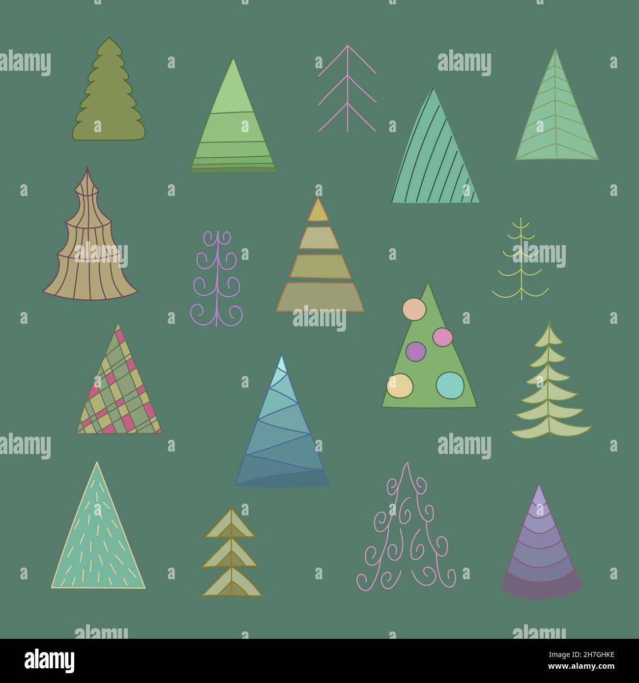 Set of different Christmas tree. Vector illustration Stock Vector Image ...