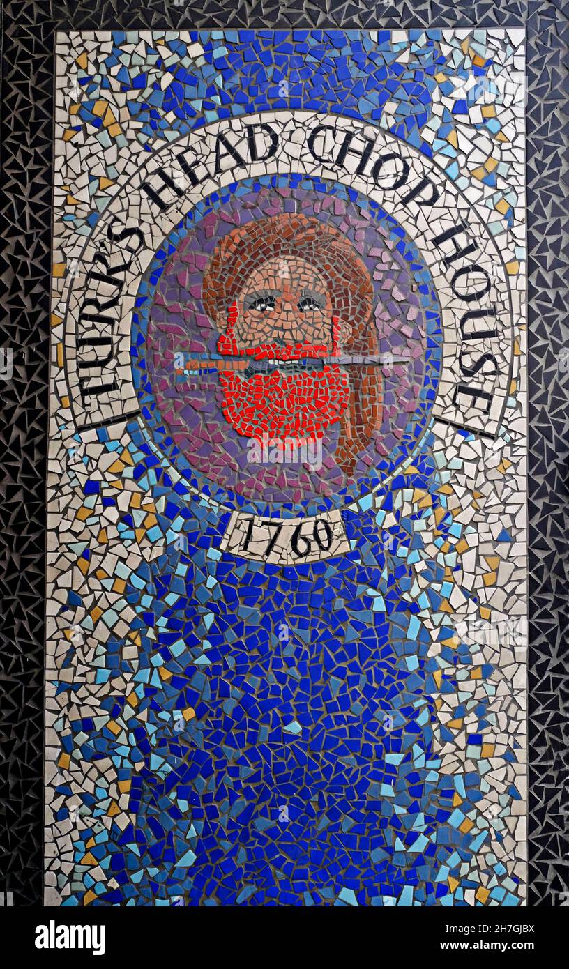The Vivid Mosaic advertising Sign outside the Turk's Head Eatery in Dublin City, Ireland Stock Photo