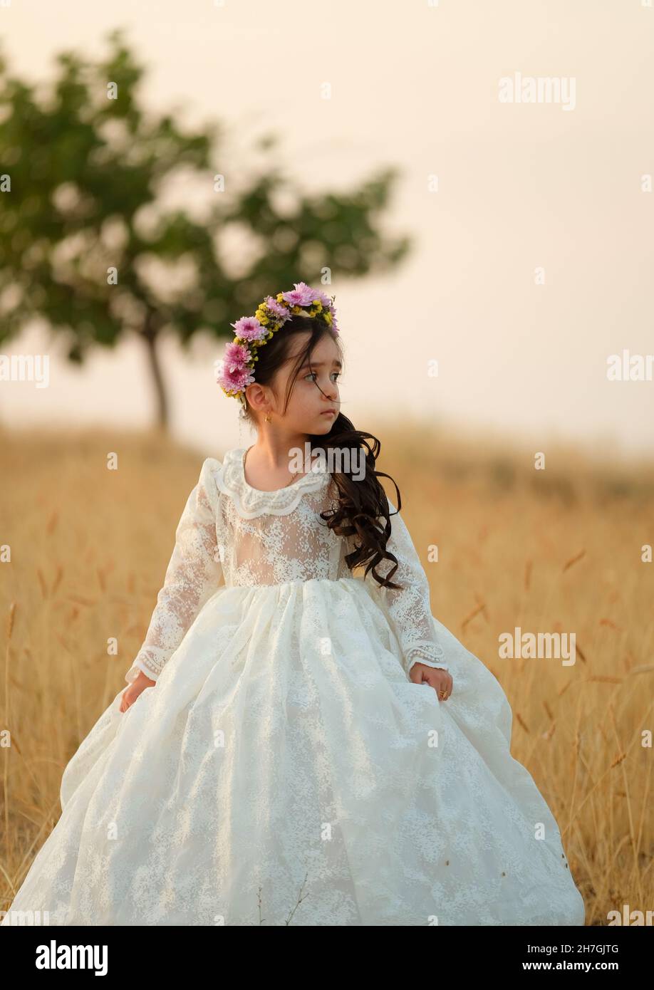 Little girl in nature Stock Photo