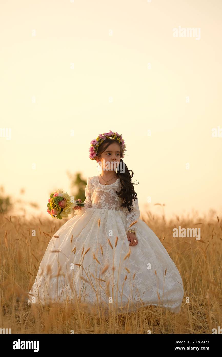 Little girl in nature Stock Photo