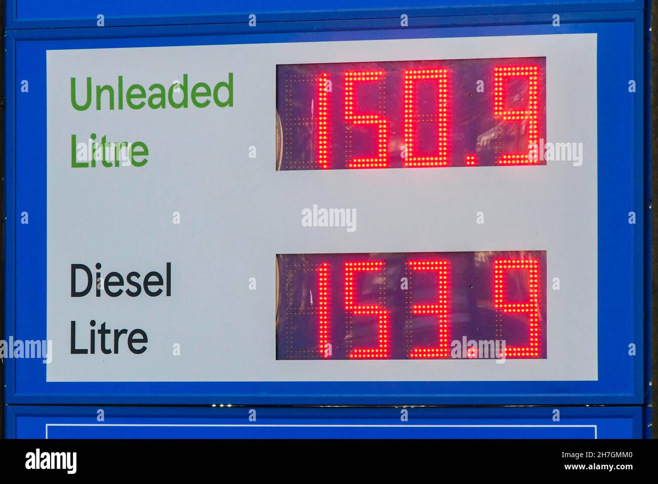 Dorchester, Dorset, UK. 23rd November 2021. Fuel prices are increasing