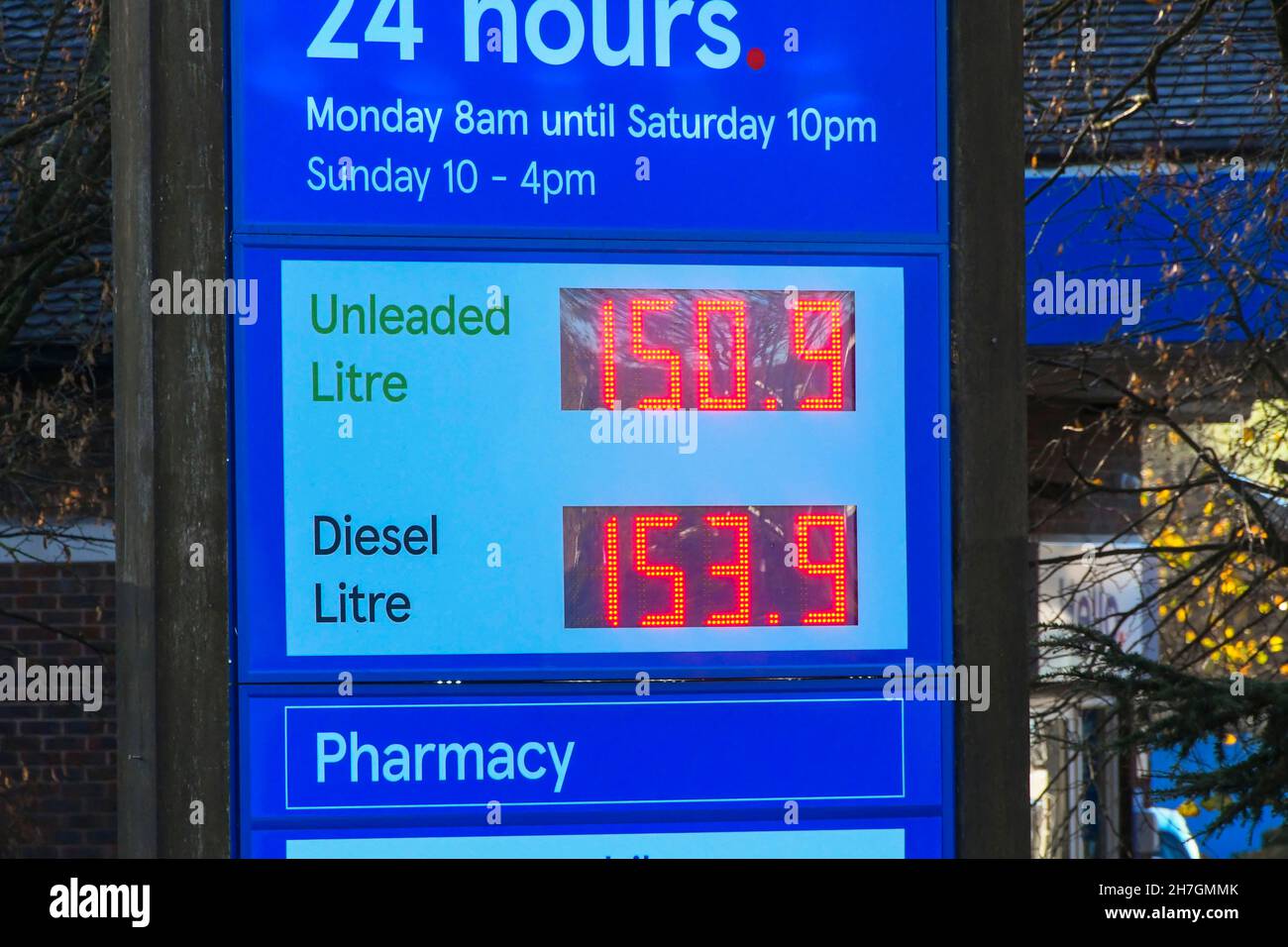 Dorchester, Dorset, UK. 23rd November 2021. Fuel prices are increasing