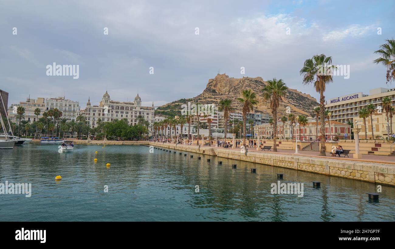 ALICANTE, SPAIN - Oct 16, 2021: The port of Alicante in Spain ...