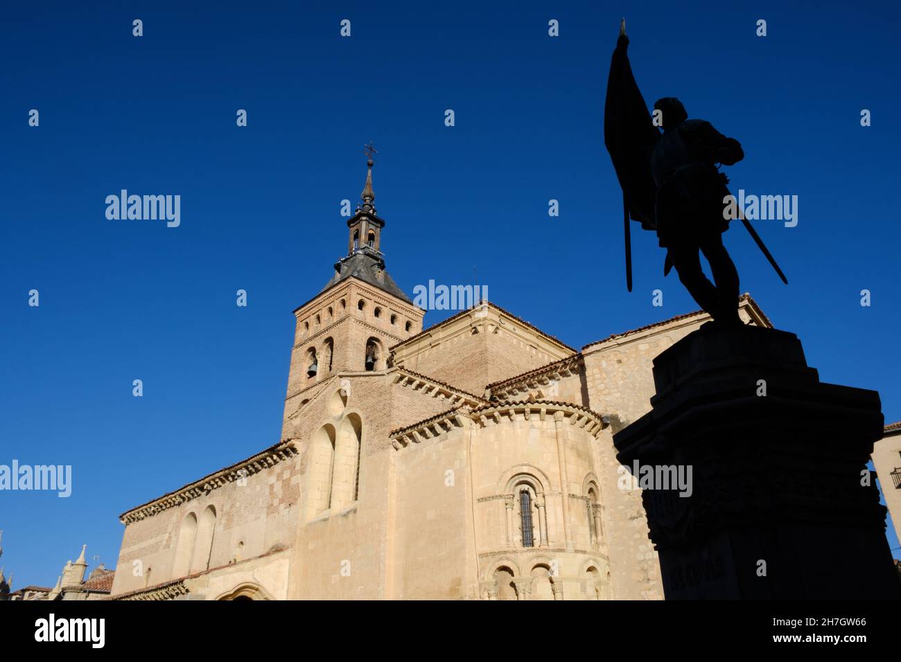 Church of San Martín in the plaza of Medina del Campo in Segovia, Spain Stock Photo