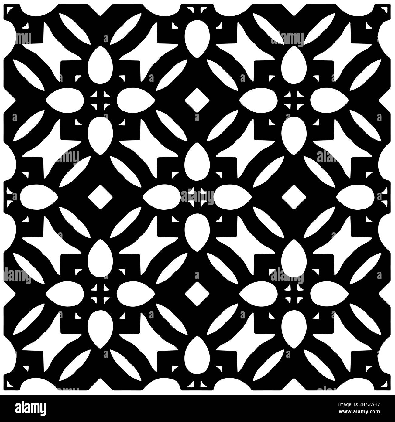 Seamless vector pattern in geometric ornamental style. Black pattern ...