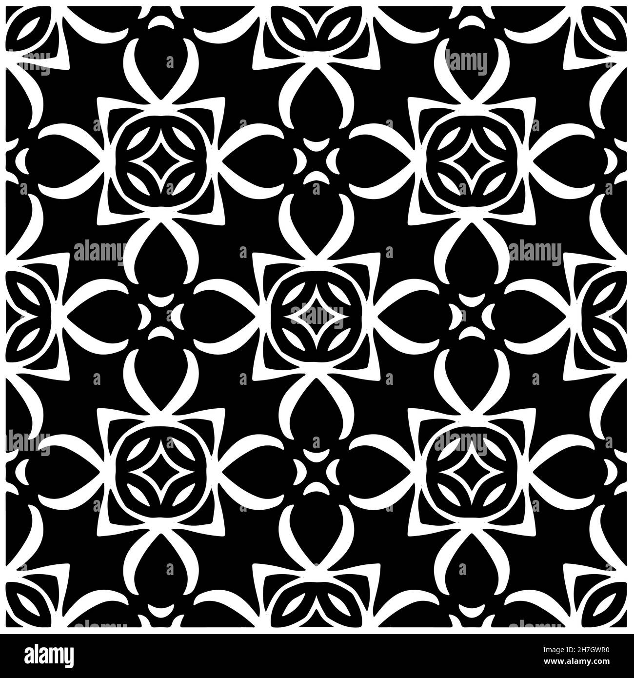 Seamless vector pattern in geometric ornamental style. Black pattern ...