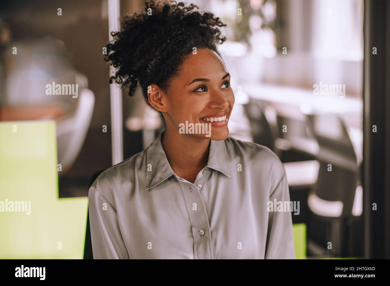 Contented black woman in hi-res stock photography and images - Alamy