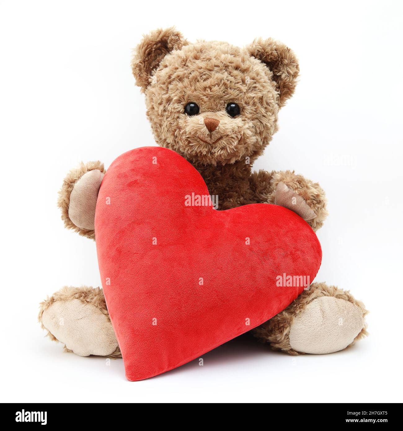 teddy bear with red heart isolated on white background Stock Photo - Alamy